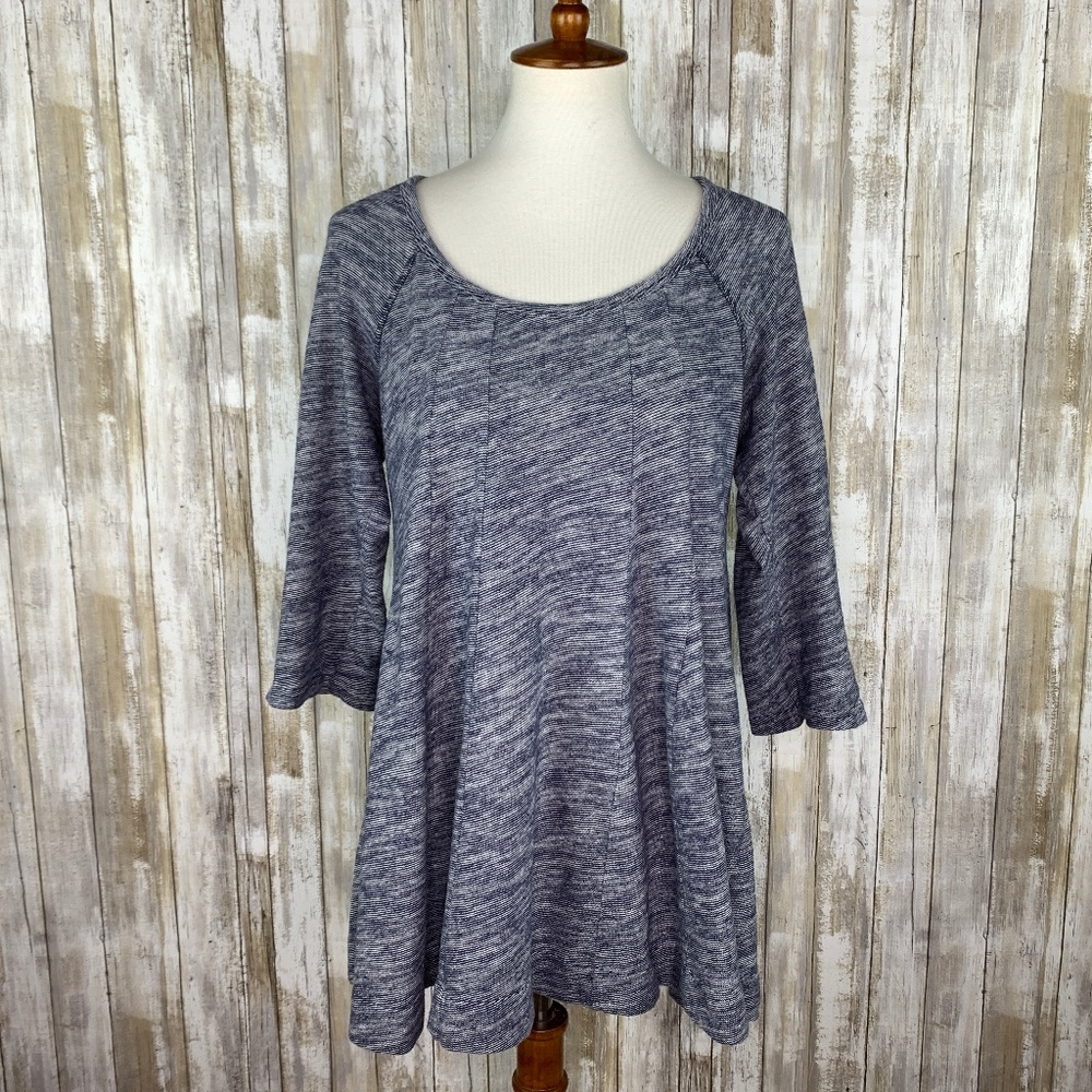 Deletta Pathed Seams Navy Blue Swing Tunic Top L